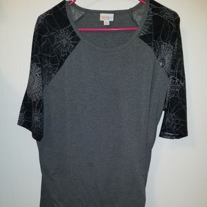 Lularoe Irma Tunic Halloween Spiderweb Unicorn Med